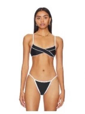 superdown Gianna Black Bikini with White Trim